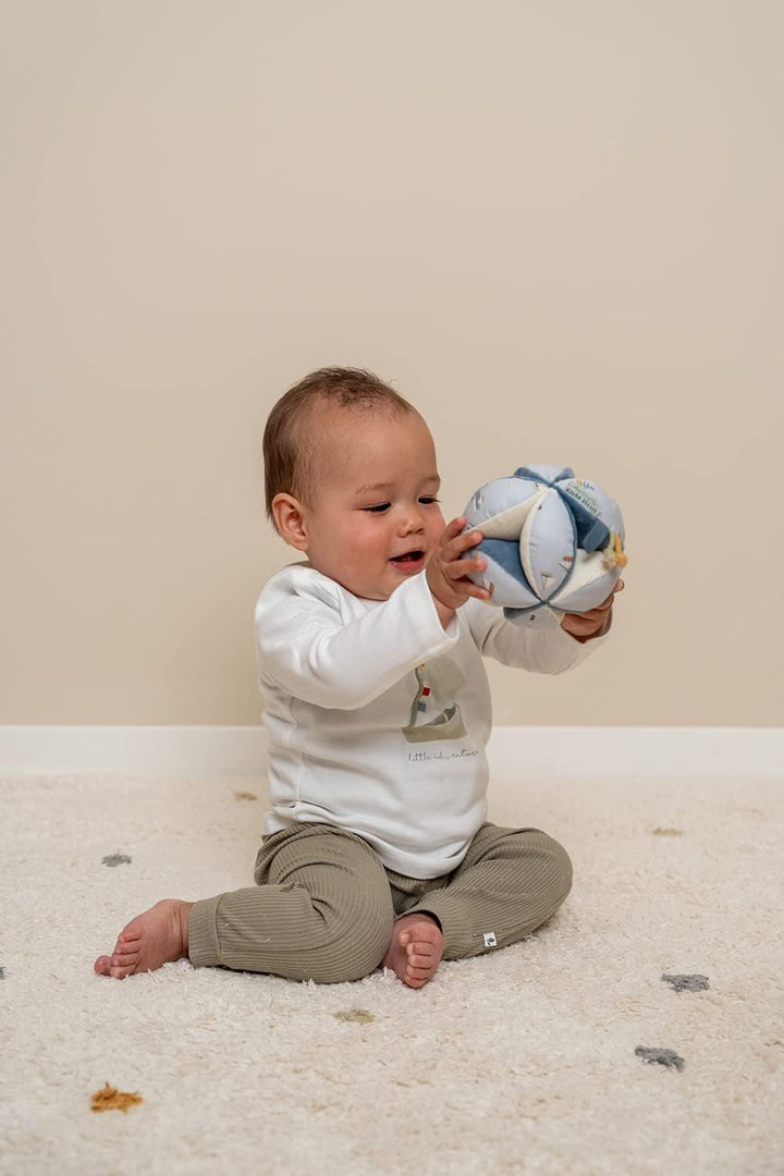 Little Dutch Greifball Stoffball mit Glöckchen Stoff Baby blau - Sailors Bay