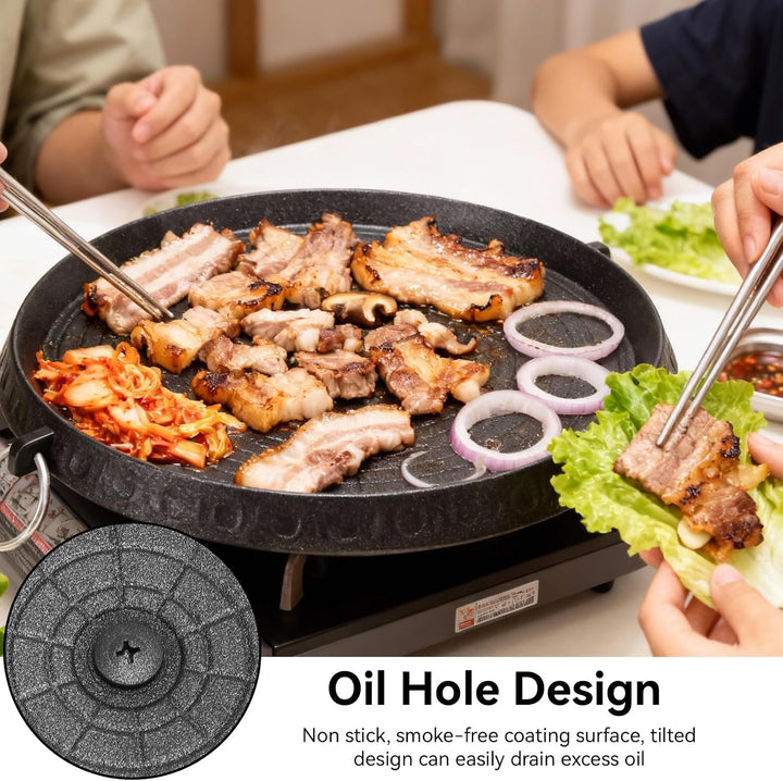 HERCHR Koreanische BBQ Grillpfanne, beschichtete Antihaft Grillplatte, Doppeldicke Aluminiumlegierun