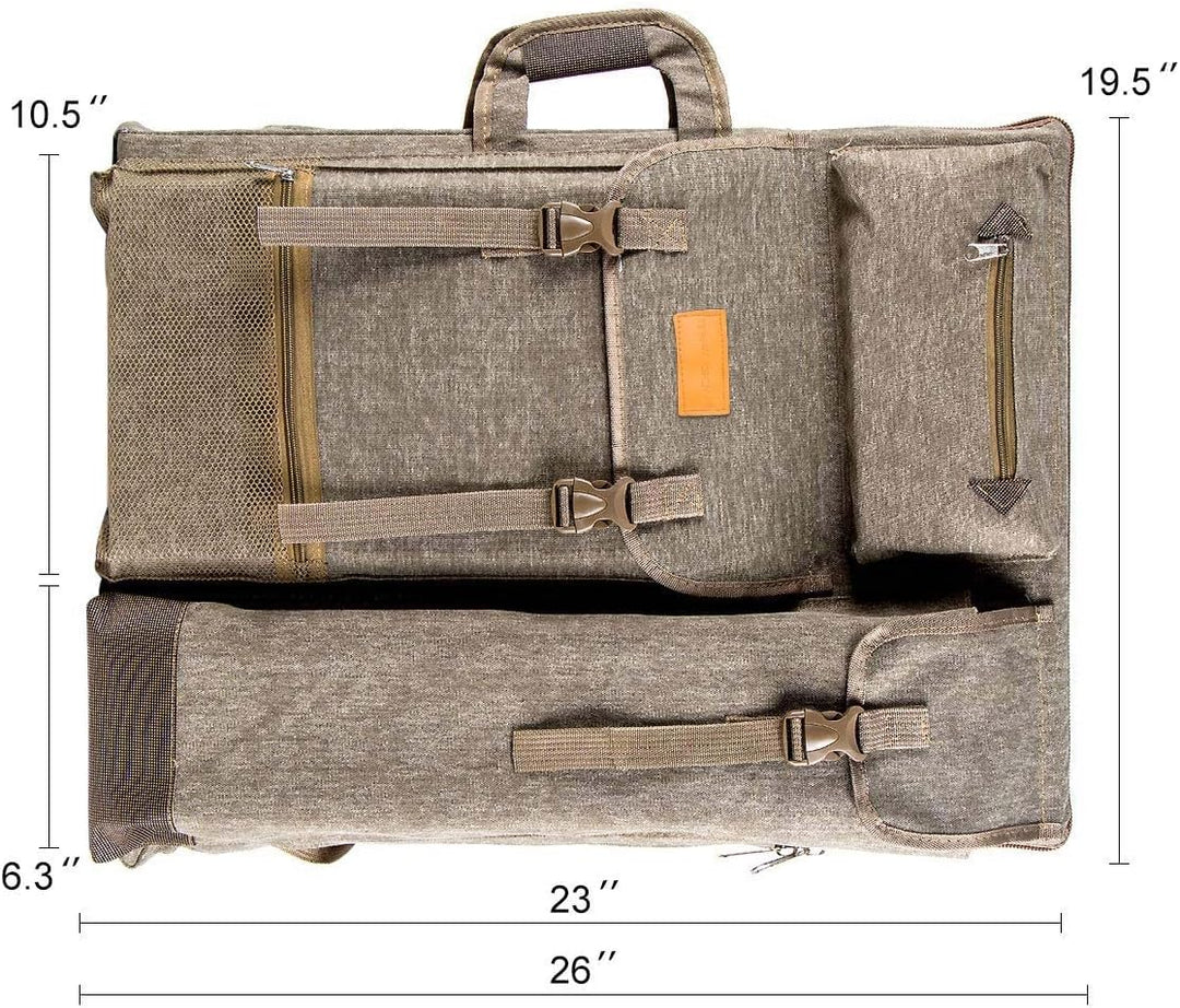 TRANSON Kunstmappe, Künstlerrucksack, Leinwandtasche, Gross 66 x 49,5 cm Braun, Braun