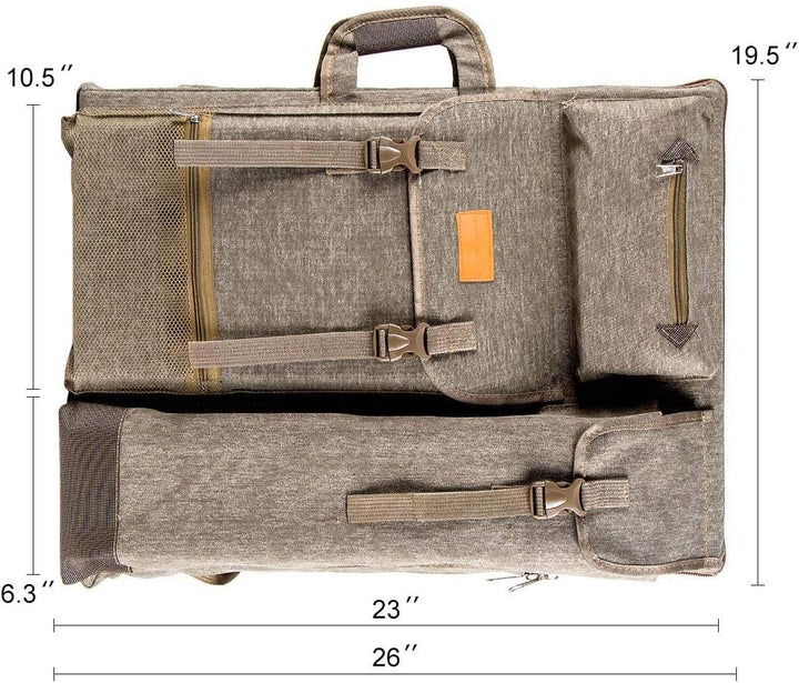 TRANSON Kunstmappe, Künstlerrucksack, Leinwandtasche, Gross 66 x 49,5 cm Braun, Braun