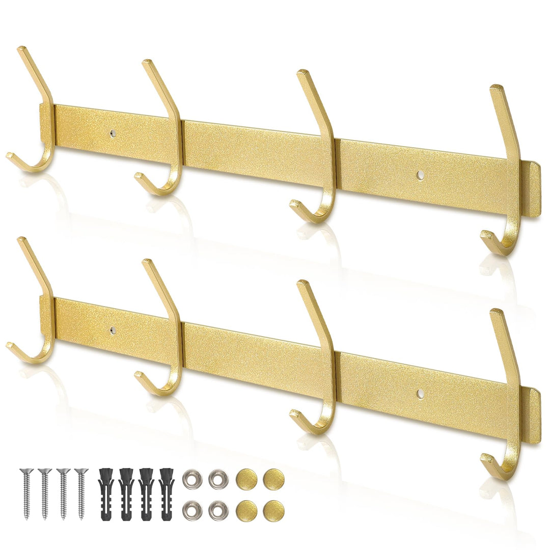 Qiannhee 2x Hakenleiste Kleiderhaken Golden Garderobenleiste Rostfrei 43CM bis 40KG Schwerlast Kleid