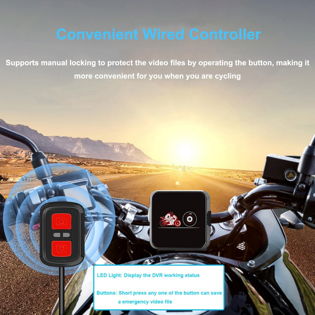 VSYSTO Dashcam Motorrad Motorrad Kamera 1080p Doppellinse Kamera Motorrad Vorne Hinten WiFi 130° Wei