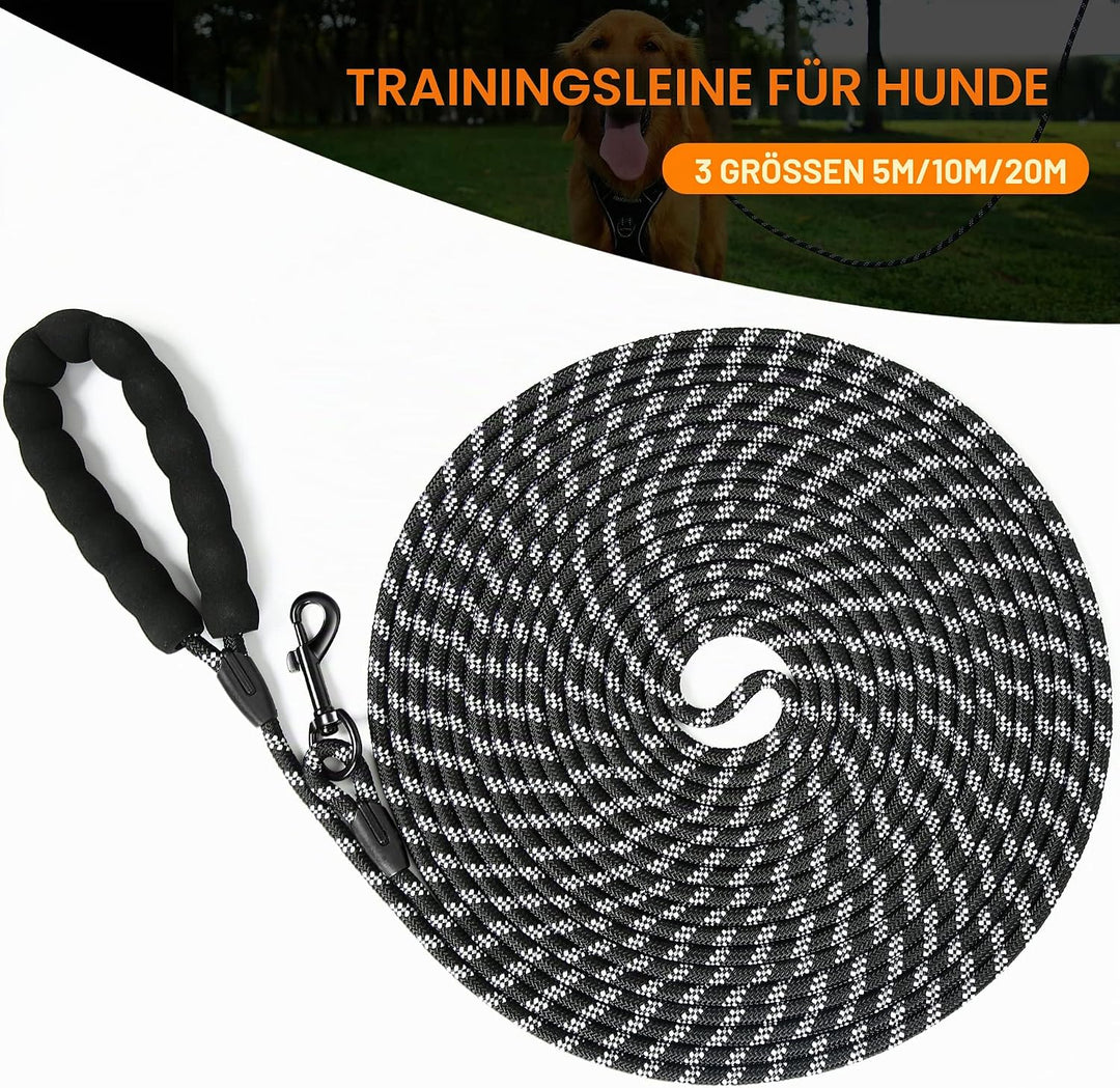 Reflektierend Schleppleine für Hunde, 5m/10m/20m Seil Hundeleine Trainingsleine Langes Ausbildungsle