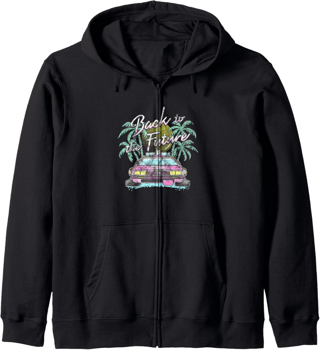 Back To The Future DeLorean Retro Palm Trees Kapuzenjacke