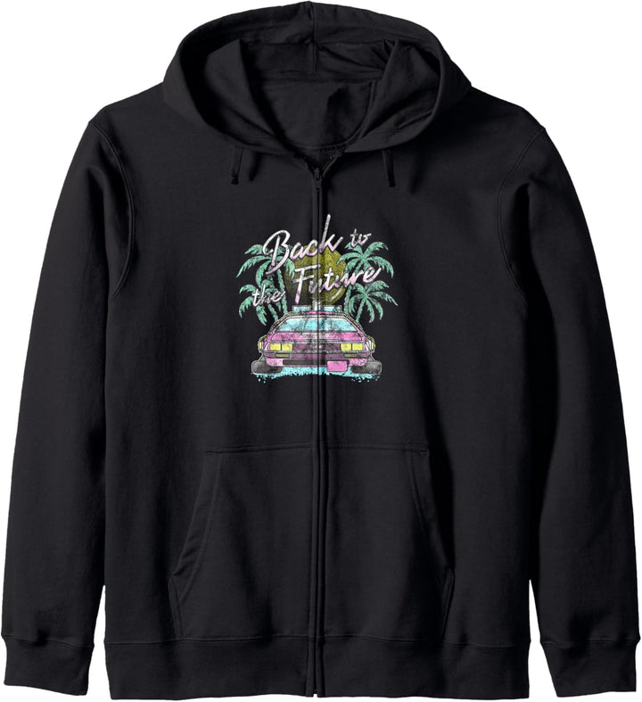 Back To The Future DeLorean Retro Palm Trees Kapuzenjacke
