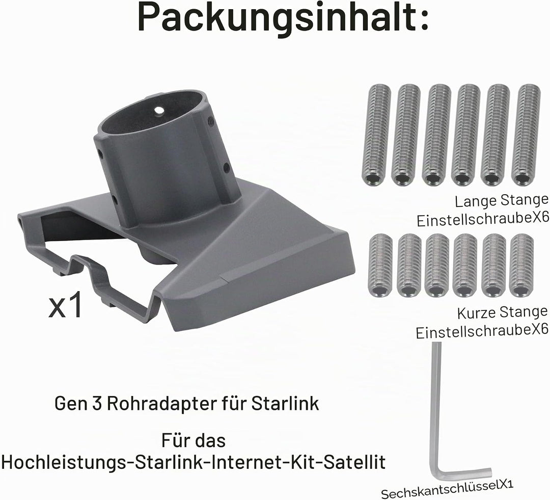 Starlink Gen 3 Rohradapter für Starlink, Montageset für Starlink, V3 Pole Mount, Gen 3 Mount Kit für