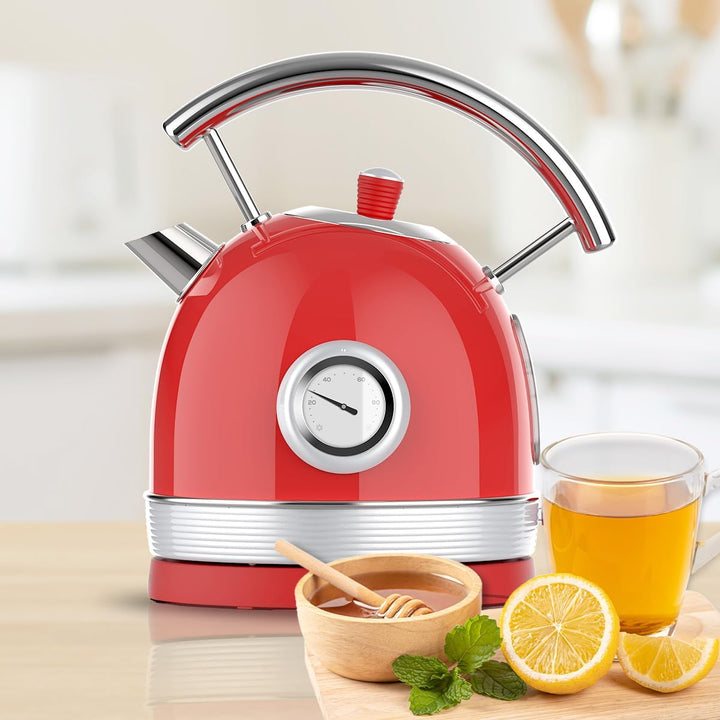 Cecotec Wasserkocher mit 1,8 Liter Fassungsvermögen Thermosense 420 Vintage Light Red. 2200 W, Fassu