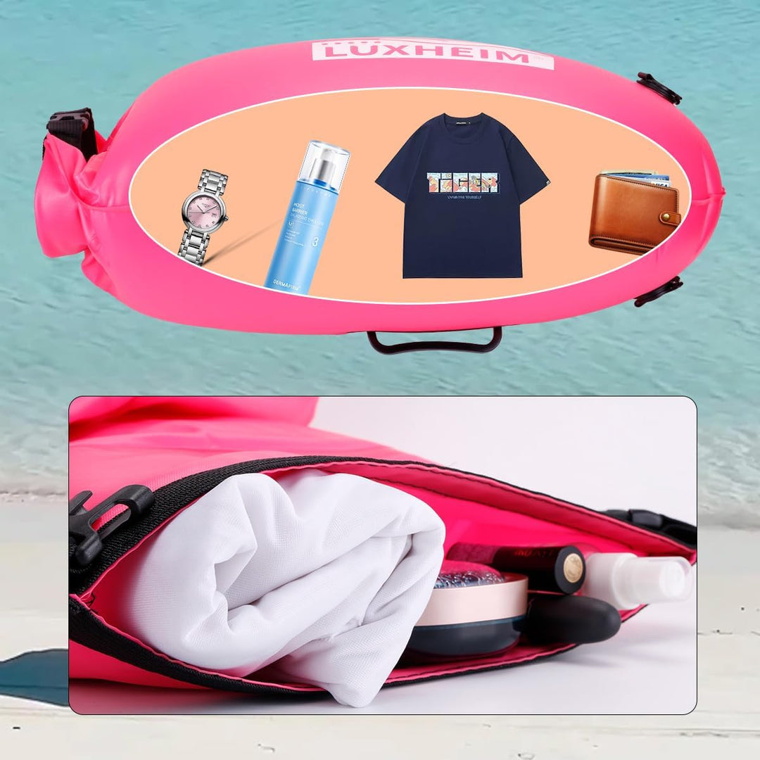 28L Schwimmboje Trockensack mit Doppelairbag, Aufblasbare Schleppschwimmer Boje für Erwachsene Freiw
