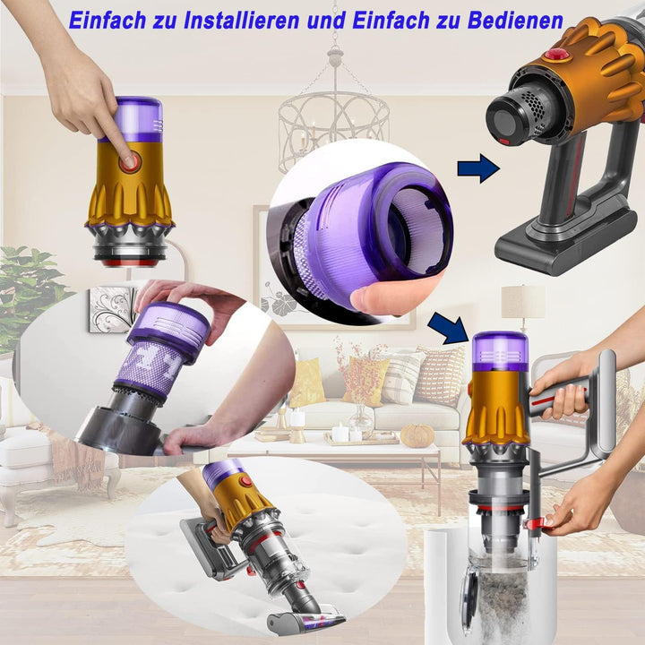 Hepa Filter für Dyson V12 Detect Slim, 3 Stück Filter for Dyson V12 Slim Absolute Extra/Total Clean/