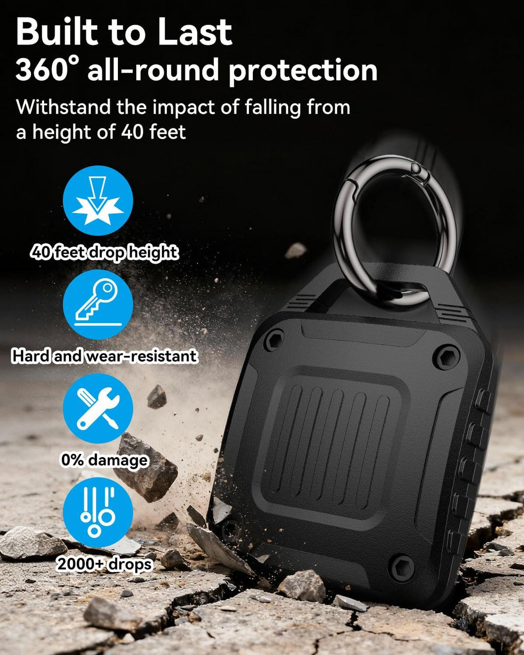 DDJ 4 Pack Air Tracker Tags Halter für Apple Airtag, IPX8 wasserdichte Schutzhülle mit Metall Schlüs
