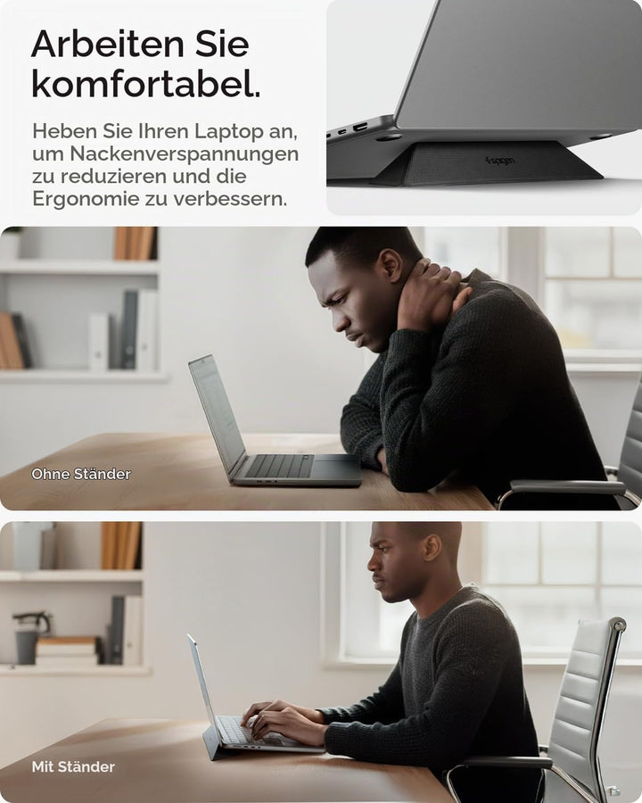 Spigen Slim Fold Tragbarer Laptop-Ständer &amp; Tastatur-Erhöhung, Faltbar, Ergonomisch Verstellbar, Ant