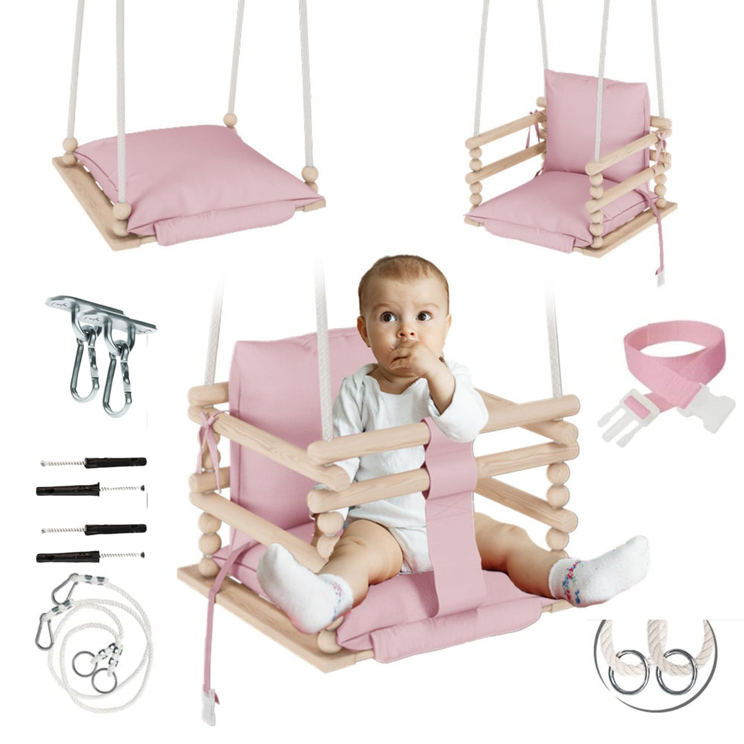 MAMOI® Babyschaukel, Schaukel Indoor und Outdoor, Holzschaukel für Baby und Kinder, Kinderschaukel,