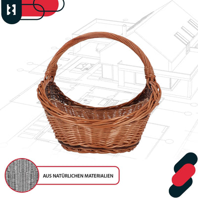 KOTARBAU® Weidenkorb für Kaminholz Holzkorb für Kaminholz Weide mit Henkel Kaminholzkorb Weide Holzk