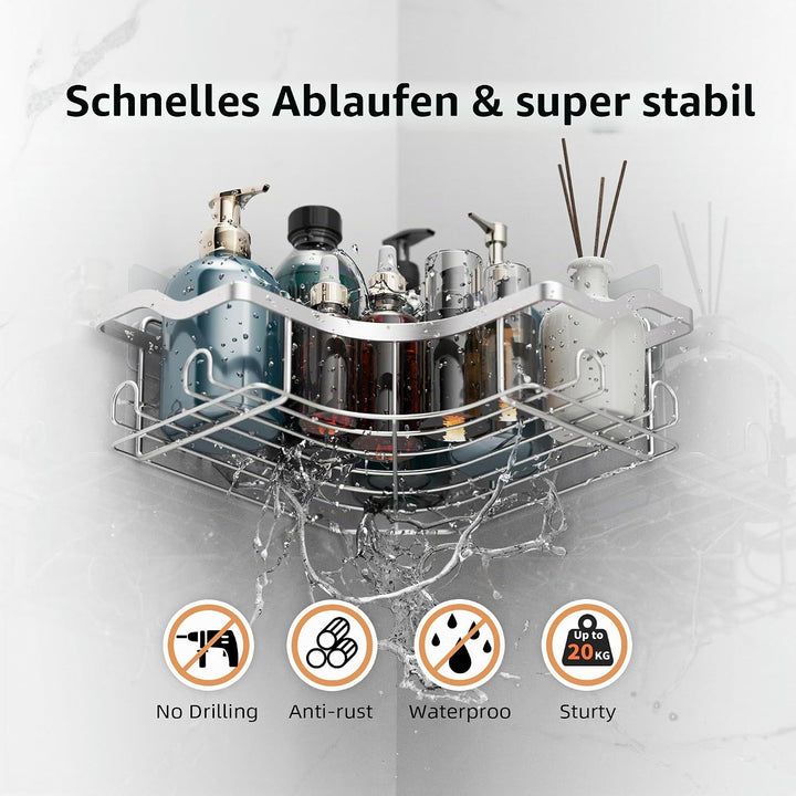 Duschablage Ohne Bohren Badezimmer Organizer 4 Stück Rostfreie | Duschregal Ecke Mit Haken Seifensch