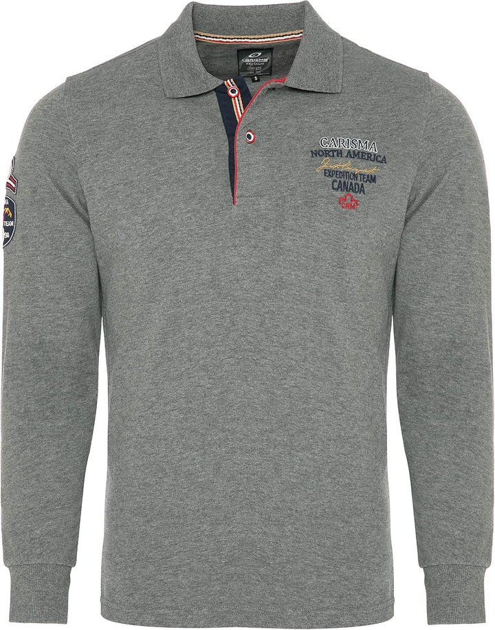 Carisma Langarm Poloshirt für Herren Baumwolle • Herren Langarmshirt mit Stickerei • Angenehmes Regu