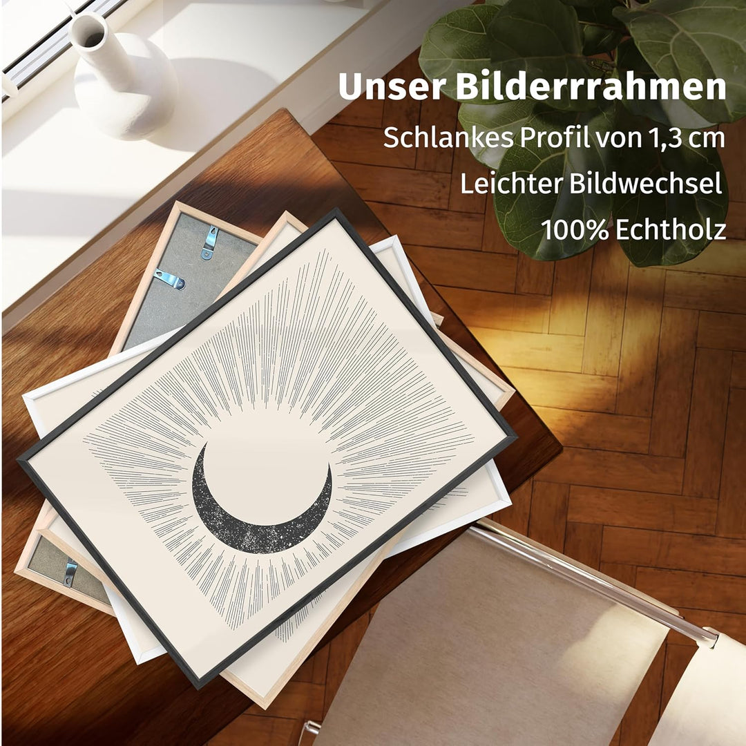 JUNOMI® Sonne und Mond Poster DIN A2, Boho Deko, Minimalistisch, Yoga Zubehör, perfekte Yoga Geschen