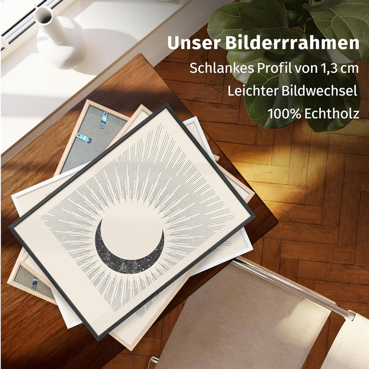 JUNOMI® Sonne und Mond Poster DIN A2, Boho Deko, Minimalistisch, Yoga Zubehör, perfekte Yoga Geschen