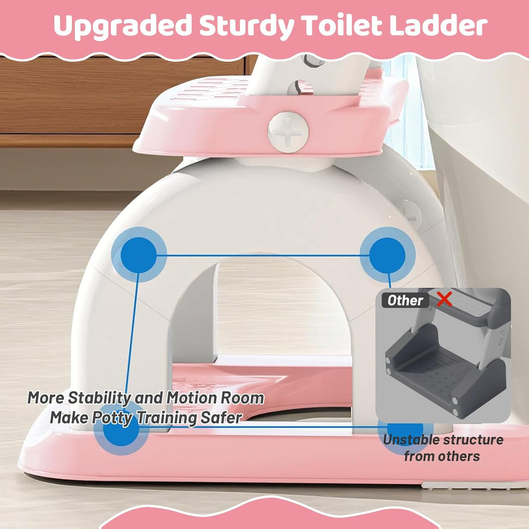 Toilettenleiter für Kinder, Höhenverstellbare Toilettenleiter klappbar als Tritthocker, 2 in 1 Kind