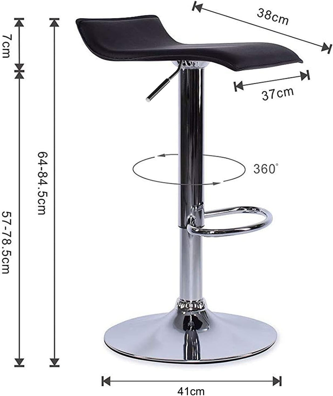 dibea Barhocker 2er-Set Kunstleder Barstuhl 360° drehbar höhenverstellbar Schwarz, Modell 4 Modell 4