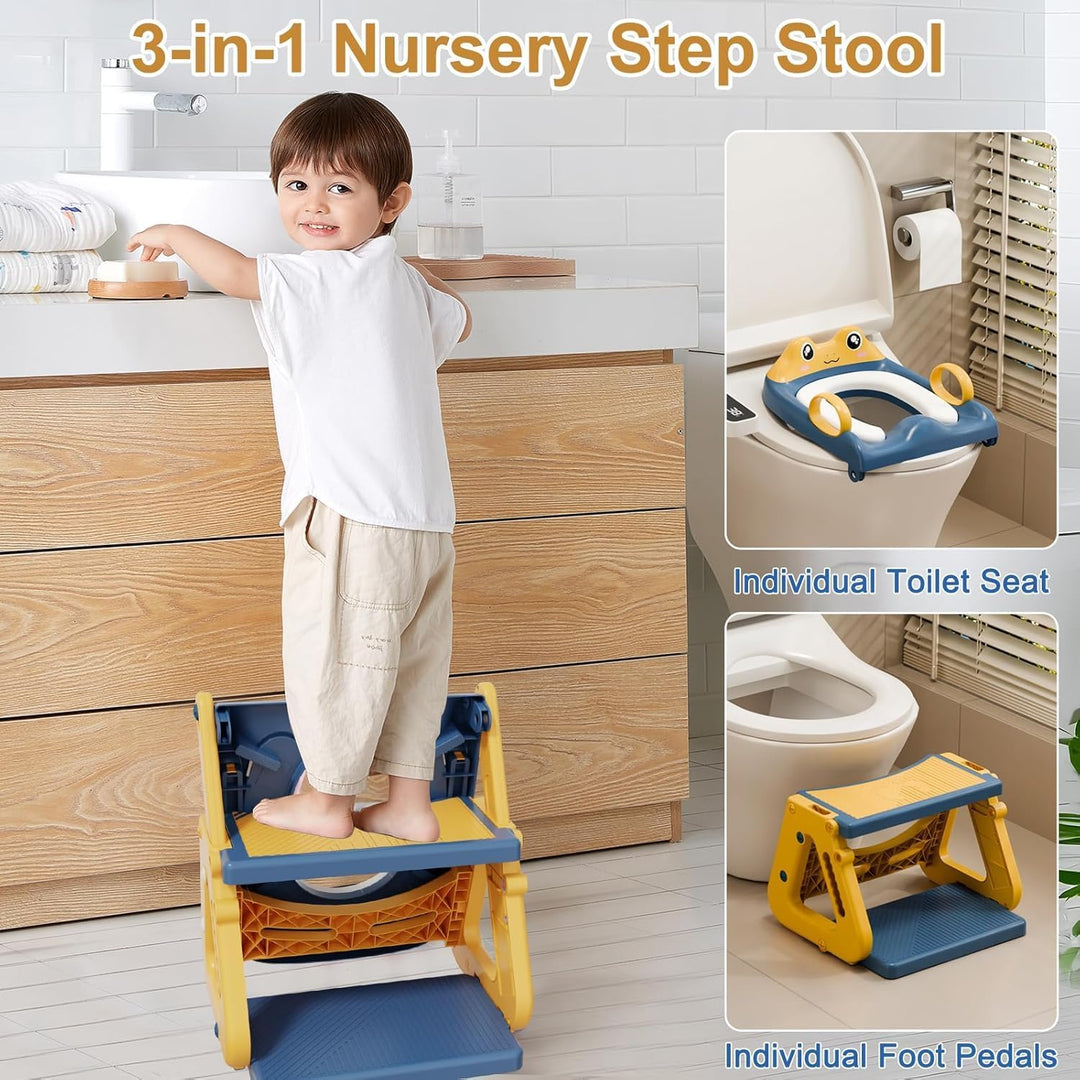 Toilettensitz Kinder mit Treppe,Stabil Kinder Toilettensitz mit Dreiecksstruktur,3 in 1 Toilettentra