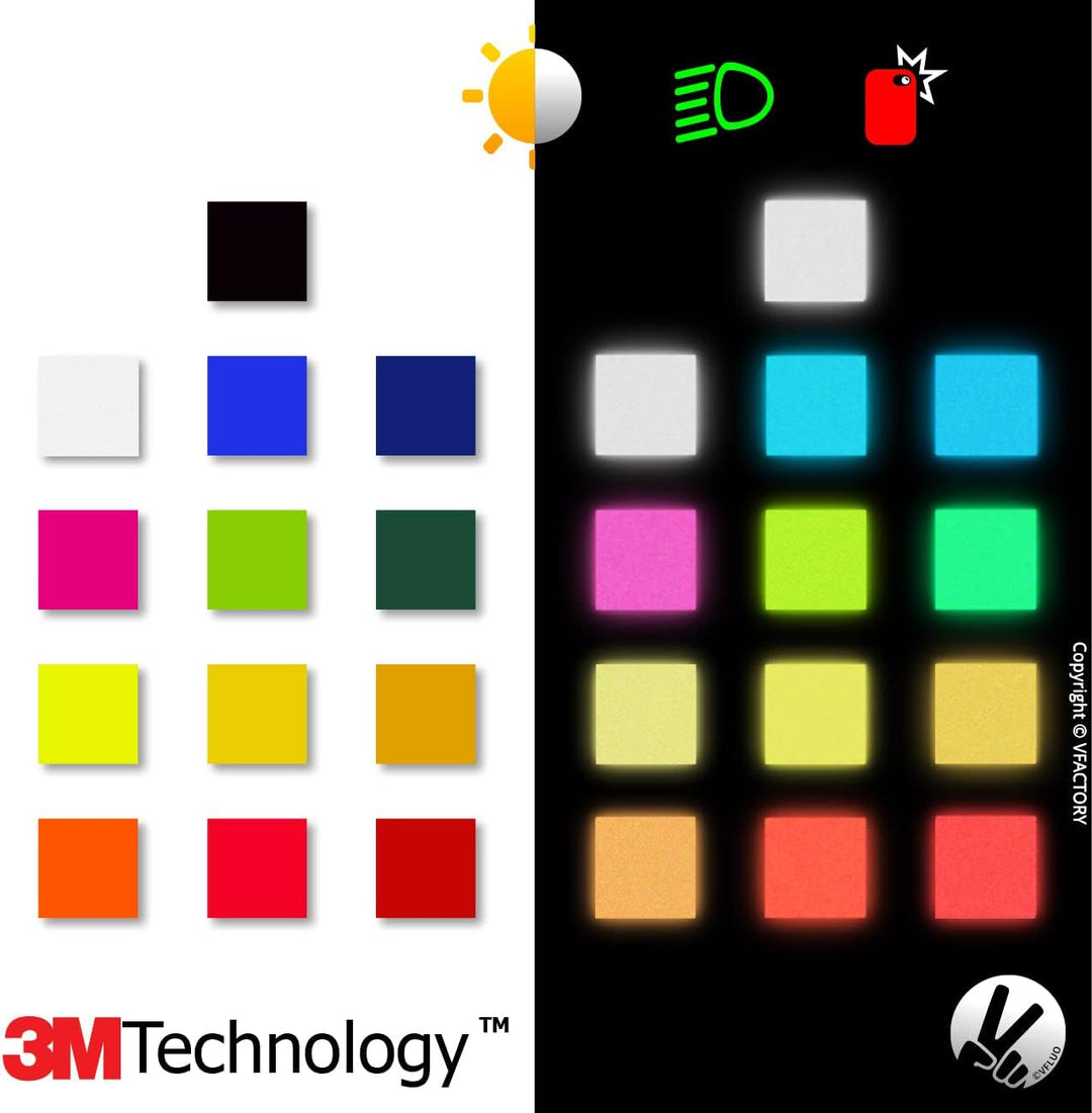 VFLUO 3M Reflective Colors, Retro-reflektierende Folie zum Ausschneiden für Motorräder, Motorroller,