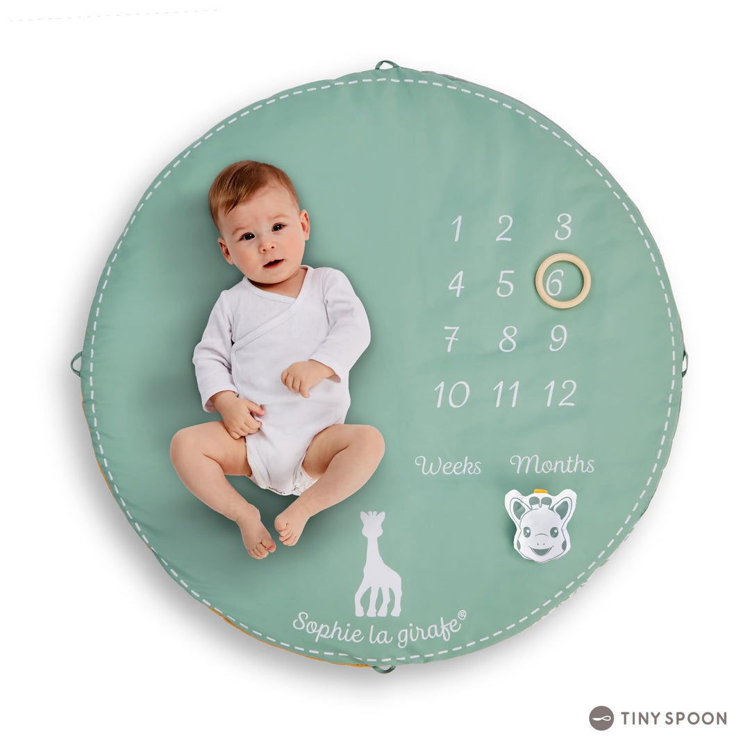 Sophie la Girafe – 2-in-1 doppelseitige Weckmatte – Spielmatte – Bühnenalter-Fotomatte – Aktivitätss