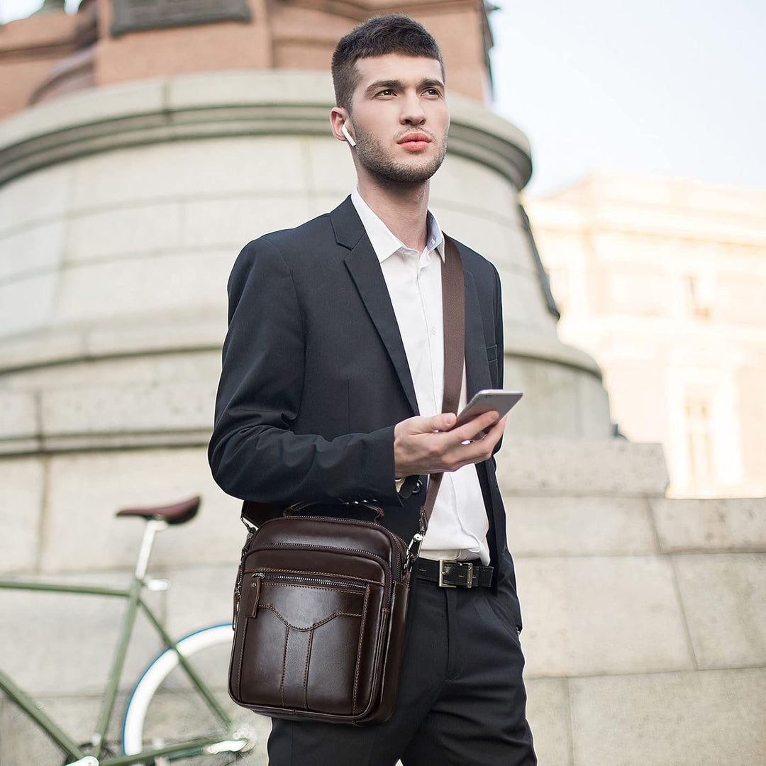 BAIGIO Umhängetasche Leder Herren Schultertasche Herrentasche Herrenhandtasche Vintage für Arbeit Re