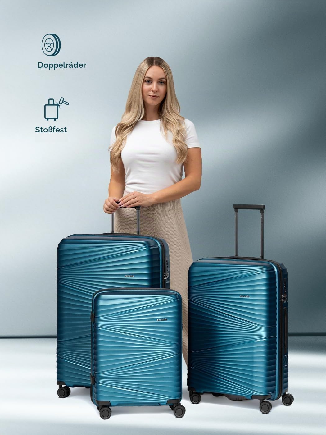 Pactastic Collection 02 Ultra leicht Hartschalen Koffer-Set 3-teilig | Robustes Polypropylen Materia