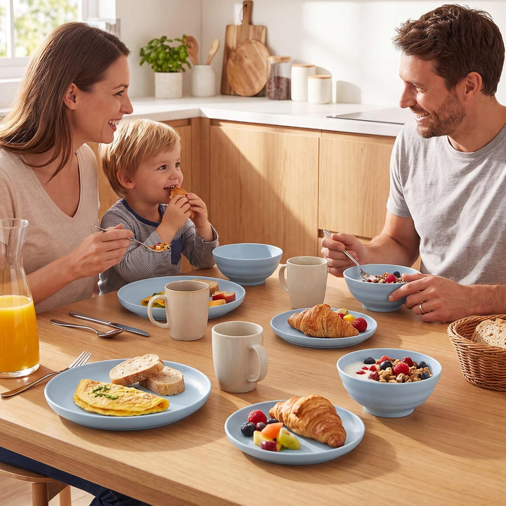 GRÄWE Linea Geschirr-Set 30-teilig, Teller &amp; Müslischalen, Hellblau Hellblau Geschirr-Set 30-teilig,