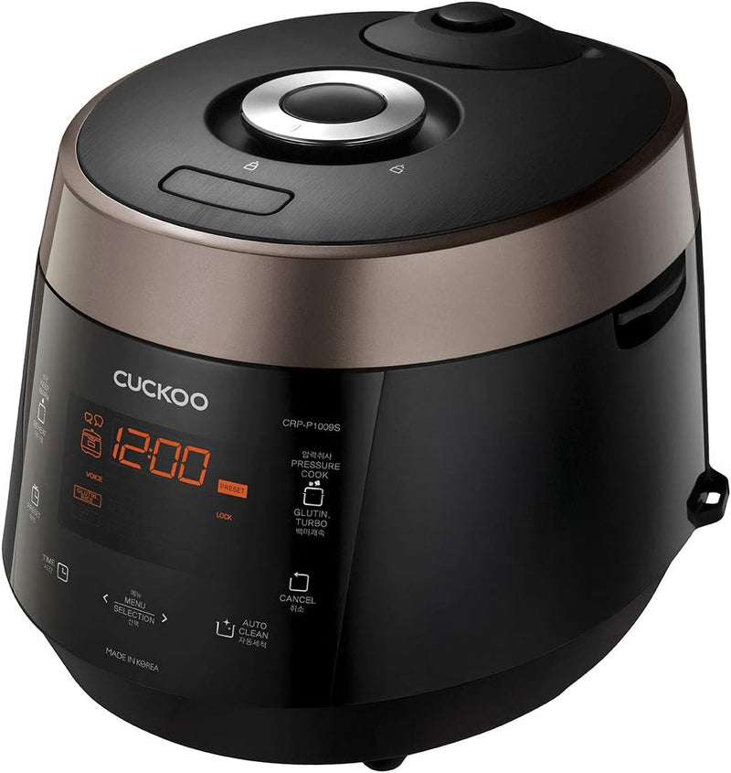 CUCKOO CRP-P1009S programmierbarer Dampfdruck Reiskocher, Schnellkochtopf, Schongarer aus Edelstahl