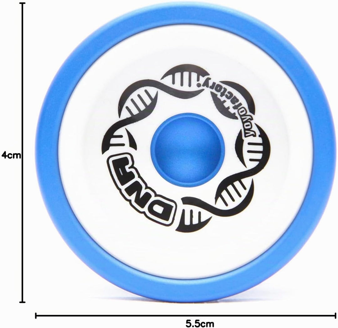 YoyoFactory DNA Yo-Yo - Blau Weiss (Metall Yoyo, Schnur, Kugellager &amp; Anleitung enthalten), Blau Wei