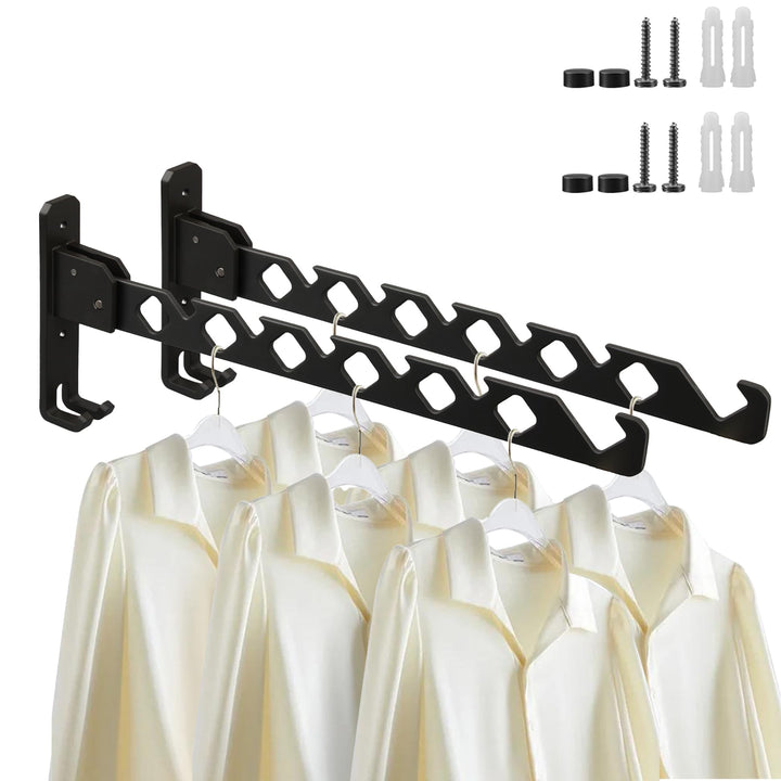 2 Stücke Kleiderstange Wand, Aluminium Kleiderbügel mit Kleiderhaken, Klappbar Wand Kleiderständer,