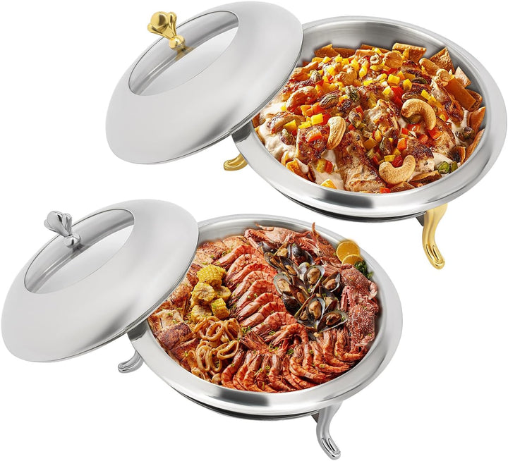 Speisewärmer mit Deckel, Edelstahl, Warmhalteplatte, Buffet, Chafing Dish, Warmhalteplatte (Silber),