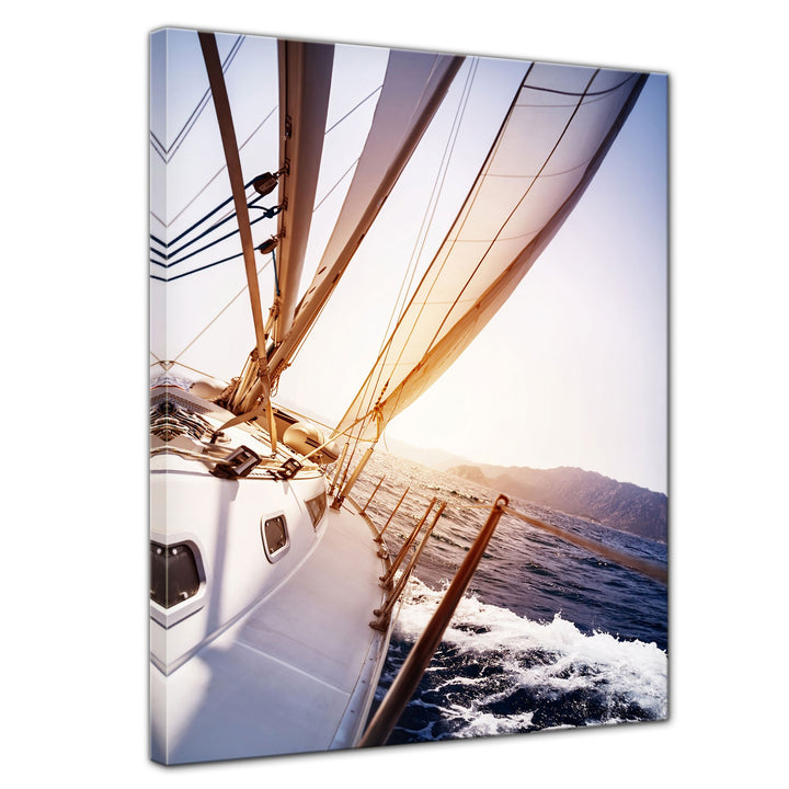 Bilderdepot24 Bild auf Leinwand | Yacht auf See in 60x80 cm als Wandbild | Wand-deko Dekoration Wohn