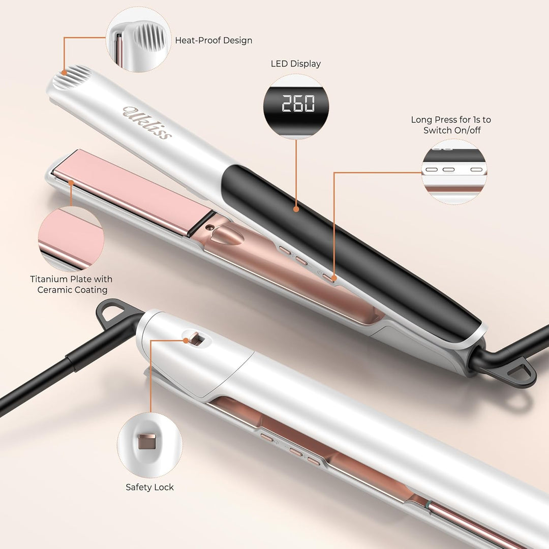 UKLISS Glätteisen Profi, 2 in 1 Haarglätter mit Keramik- & Ionen-Technologie | 30 Sek. Schnellaufhei