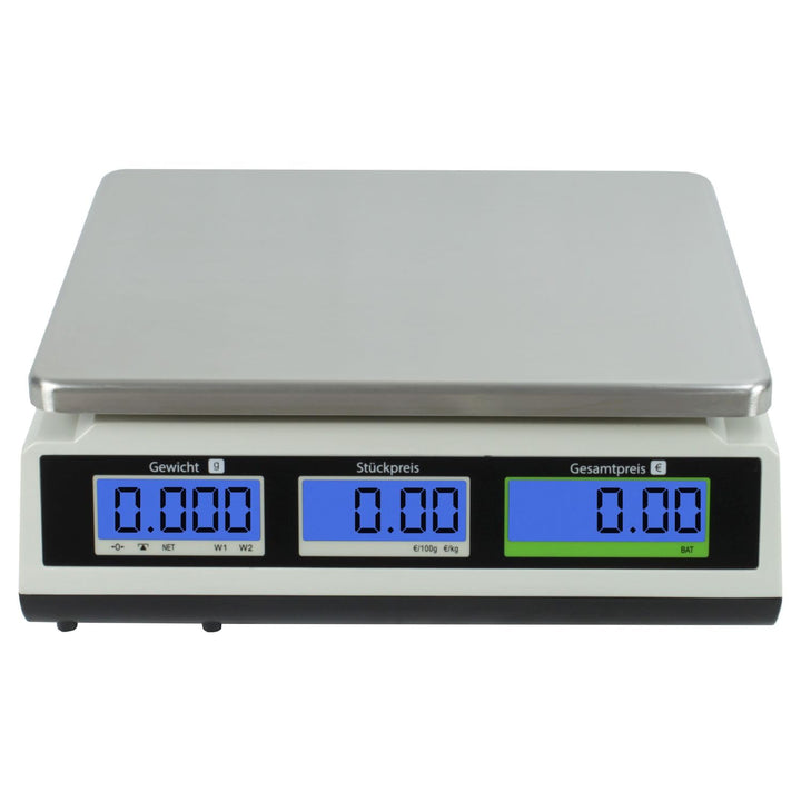 Geeichte Ladenwaage WKA-PRP 15 kg - Teilung 5g mit integriertem Akku Marktwaage Waage Ladenwaage Max