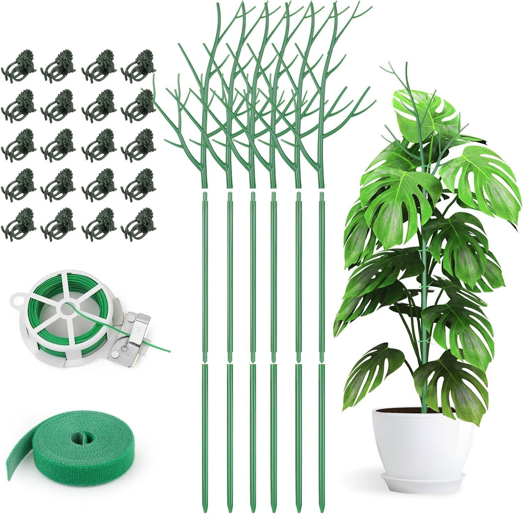 6Pcs Rankhilfe Pflanzenstütze für Zimmerpflanzen, Abnehmbare Pflanzenstäbe Pflanzstabverbinder 100cm
