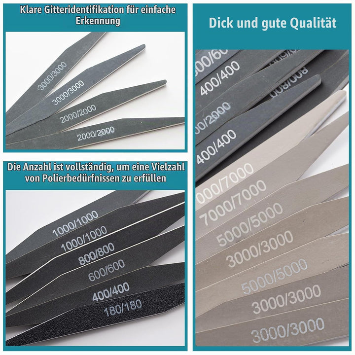 Honoson 40 Polierstäbe für Kunststoff Modell Metall Holz Schleifstäbe Modellbau Werkzeug Schleifpapi