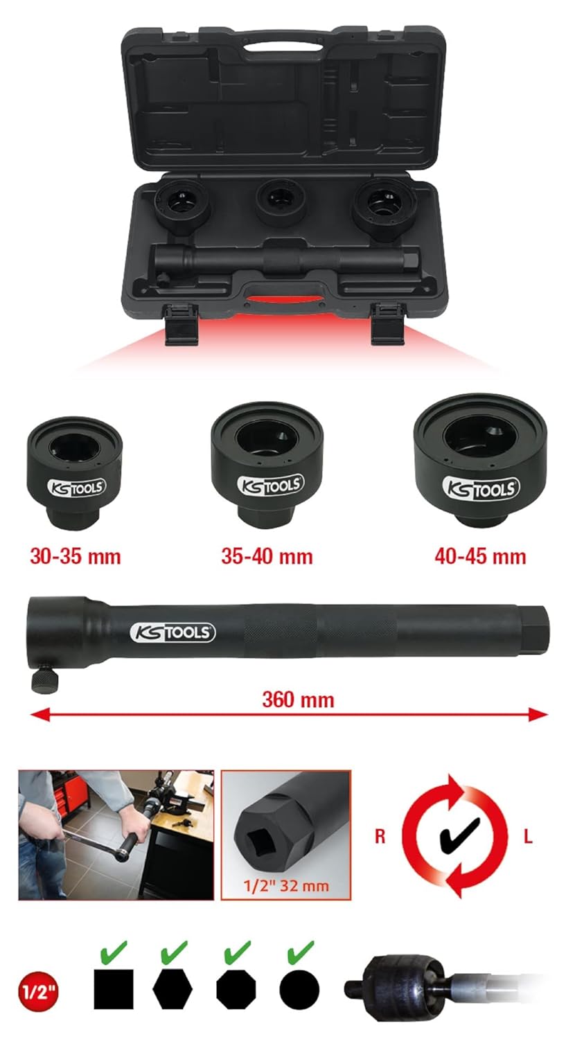 KS Tools 150.1125 Axialgelenk-Spezialschlüssel-Satz, 4-tlg