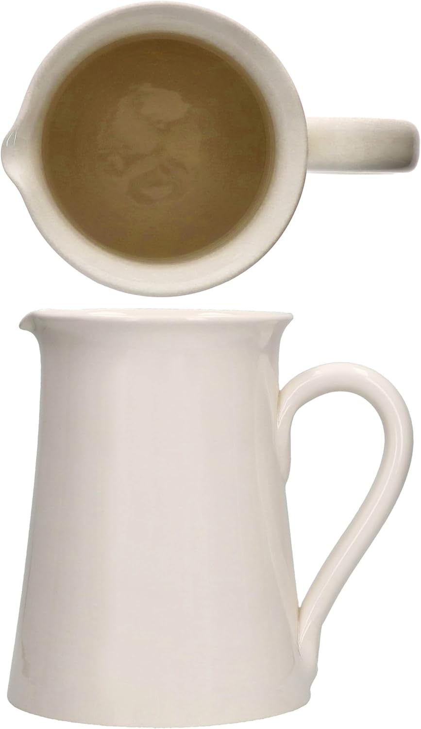 MamboCat Gloria Krug cremeweiss I 1,6L I italienische Keramikkanne mit Henkel für Saft, Eistee, Wass