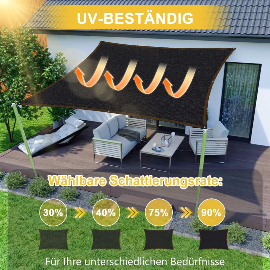 2x6M Sonnenschutz Netz Schattierungsnetz mit Ösen, 90% Sonnenschutz Leicht und Haltbarkeit Gewächsha