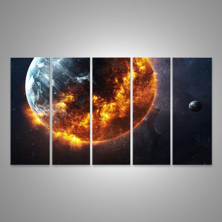 islandburner Bild auf Leinwand Weltall Feuer Planeten Explodiert Bilder Wandbilder Poster Leinwand 1