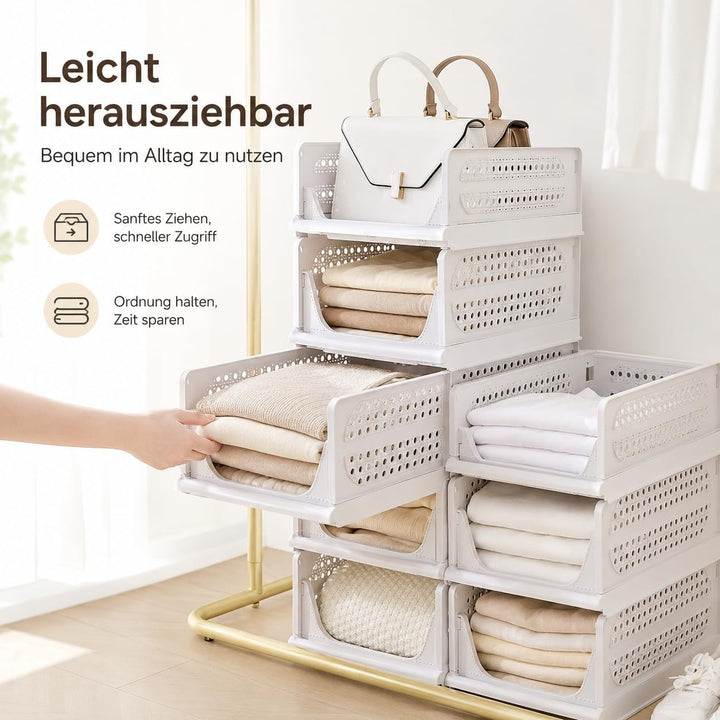 RMAN Kleiderschrank Organizer 3er Set Stapelbare Aufbewahrungsboxen Kunststoff Faltbares Schubladen