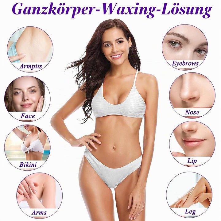 Wolady Waxing Filmwachs, 800g Wachsperlen Heisswachs mit 10 Holzspatel zur Enthaarung, Haarentfernun