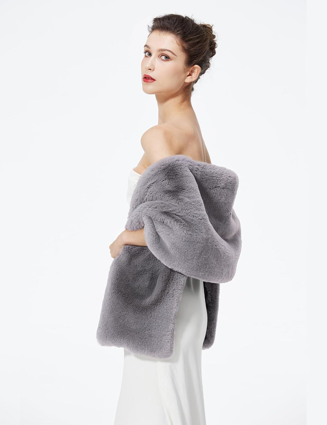 BEAUTELICATE Kunstpelz Stola Schal Damen Kunstfell Bolero Brautjacket Pelz Brautschal Brautstola Win