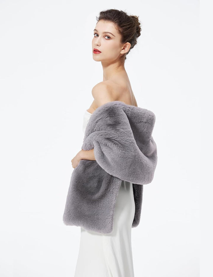 BEAUTELICATE Kunstpelz Stola Schal Damen Kunstfell Bolero Brautjacket Pelz Brautschal Brautstola Win