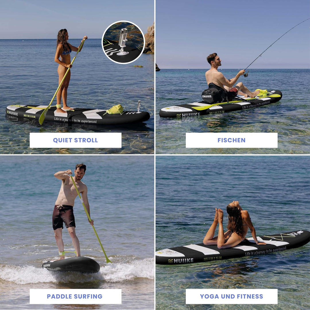 HUIIKE Stand Up Paddling Board mit Zubehör, Paddel, Finnen, Pumpe. Paddle Sup Board Aufblasbar Hohe