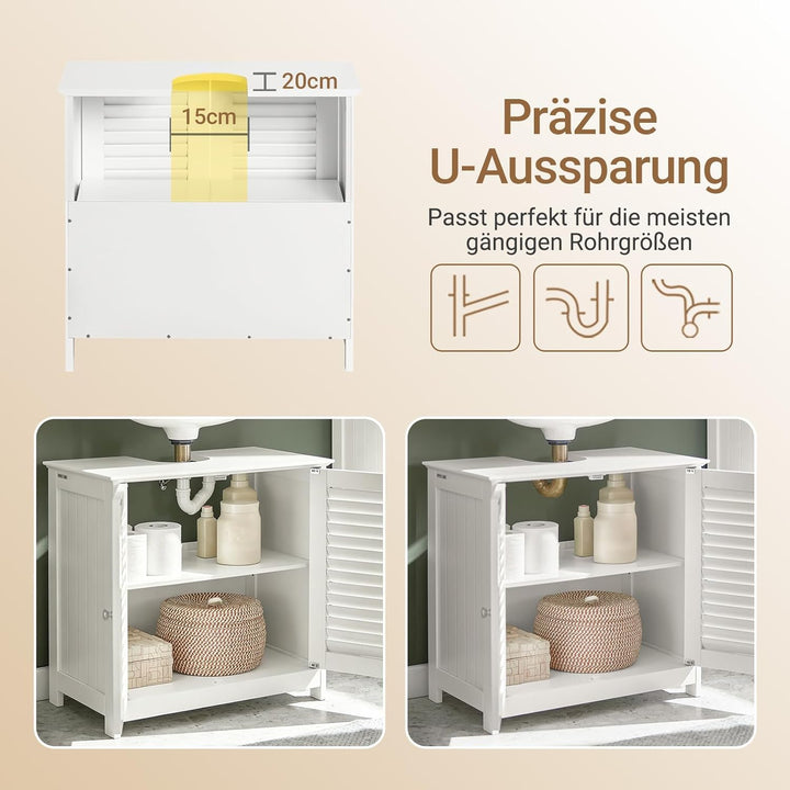 SoBuy® FRG237-W Waschbeckenunterschrank Badschrank Unterschrank Badmöbel in weiss BHT ca: 60x58x34cm