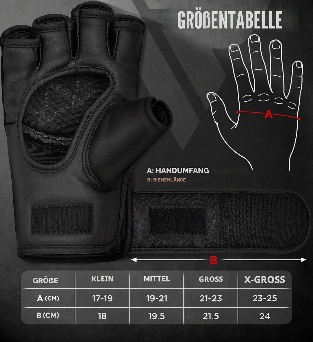 RDX Profi MMA Handschuhe Grappling Sparring Training, Maya Hide Leder, Kickboxen Kampfsport Gepolste