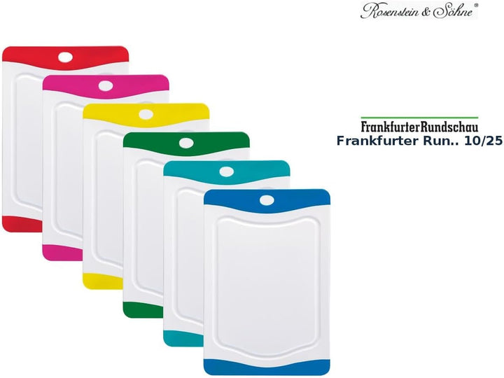 Rosenstein & Söhne Frühstücksbretter: 6er-Set Schneidebretter in 6 Farben, antibakteriell, je 20 x 1